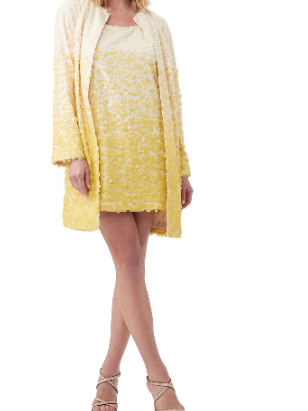 NWT 2 items Trina Turk Yellow Sequin Ombre Shift mini dress w/Jacket Sz4 DEAL!